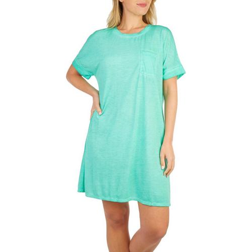 Olivia Sky Solid Short Sleeve Pocket T-Shirt Dress