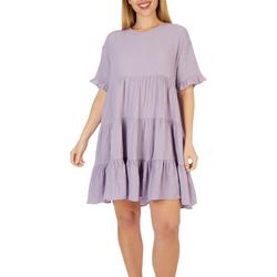Remixmess Womens Solid Tiered Babydoll Dress