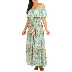 Womens Floral Tie Front Short Sleeve Maxi Dress