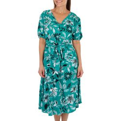 Womens Floral Print Short Sleeve Dress