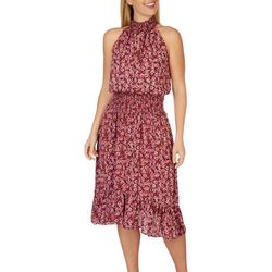 Ivy Road Womens Buttoned High Neck Floral Dress