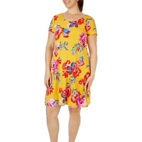 MSK Womens Floral Printed T-Shirt Dress
