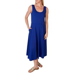 MSK Womens Solid Pockets Sleeveless Dress