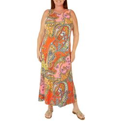MSK Womens Floral Paisley Sleeveless Maxi Dress