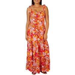 MSK Womens Tropical Scoop Neck Sleeveless Maxi Dress
