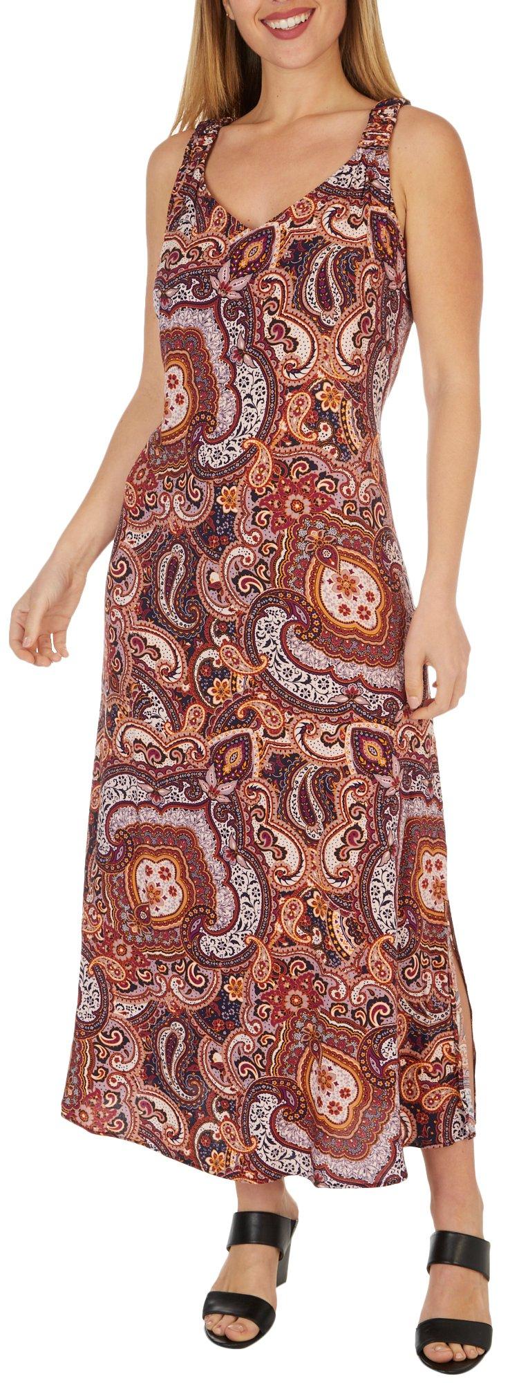 sleeveless paisley dress