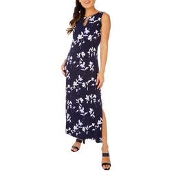 Womens Dyed Floral Three Ring Sleeveless Maxi Dress