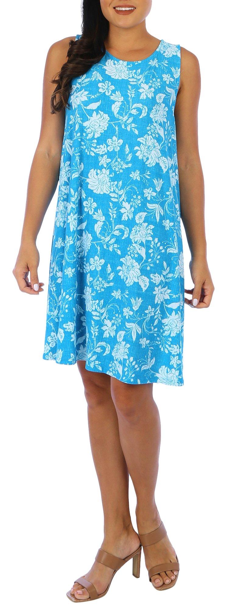 Allison Brittney Womens Floral Sleeveless Dress