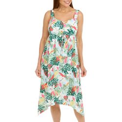 Jamie & Layla Womens Tropical Garden Ruched Sleeveless Dress