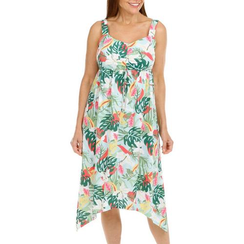 Jamie & Layla Womens Tropical Garden Ruched Sleeveless