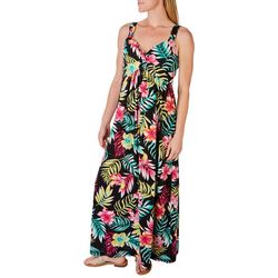 Jamie & Layla Womens Twisted Neck Hibiscus & Lily Maxi Dress