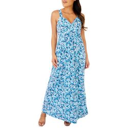 Jamie & Layla Womens Water Floral Twisted Neck Maxi Dress