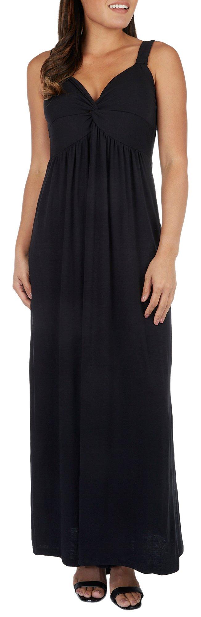 Jamie & Layla Womens Solid Twisted V Neck Maxi Dress