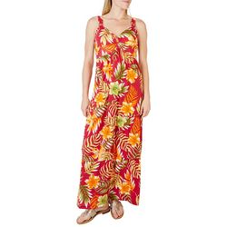 Jamie & Layla Womens Twisted Neck Hibiscus & Lily Maxi Dress