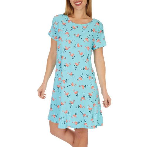 Allison Brittney Womens Flamingo T-Shirt Dress