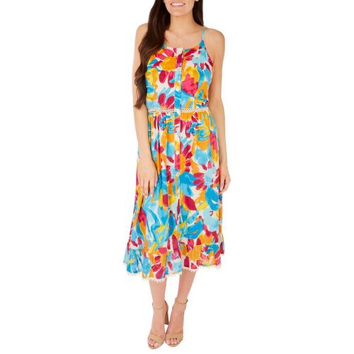 Harlow and Rose Womens Printed Button Sleeveless Midi