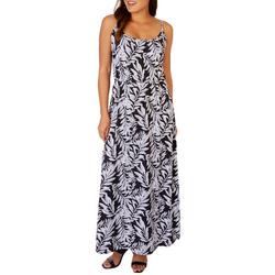 Womens Palm Leaf Sleeveless Maxi Dress