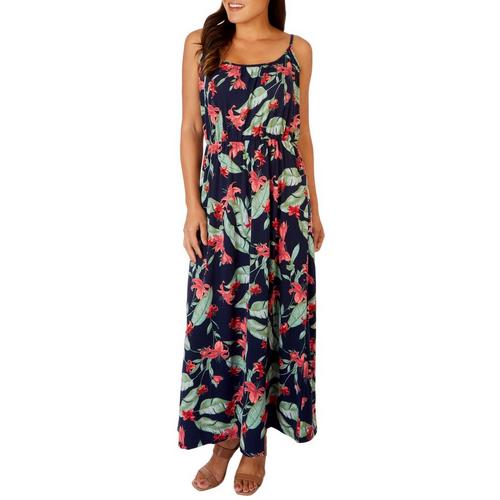 Harlow and Rose Womens Lilies Print Sleeveless Maxi