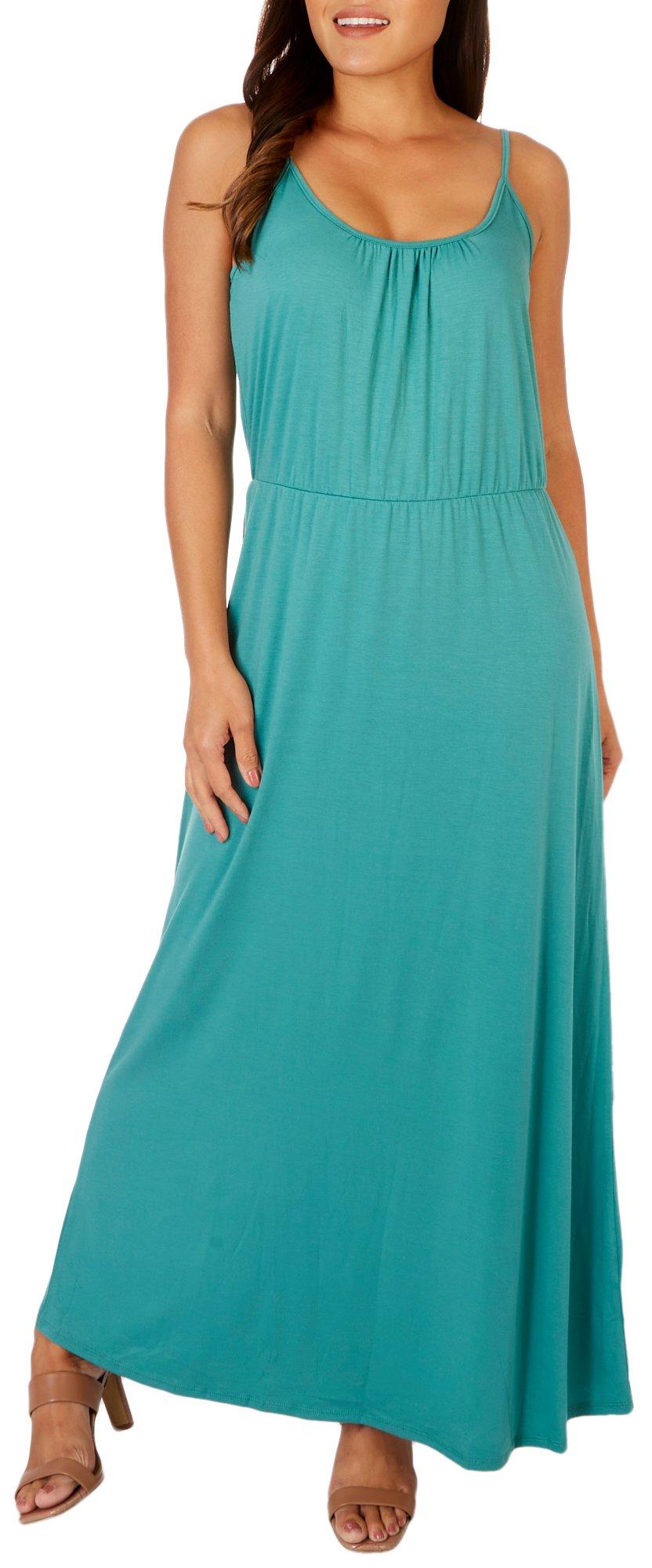 Womens Solid Sleeveless Maxi Dress