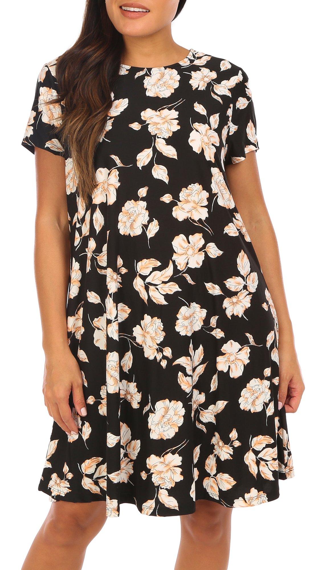 Womens Floral Short Sleeve Dress