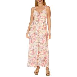 Womens Twisted Neck Floral Maxi Dress