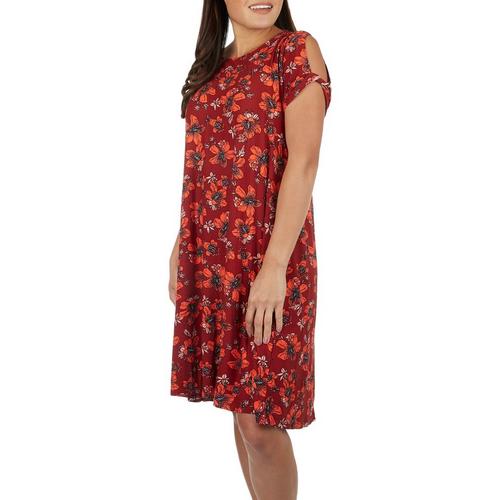 Allison Brittney Womens Fireside Floral T-Shirt Dress