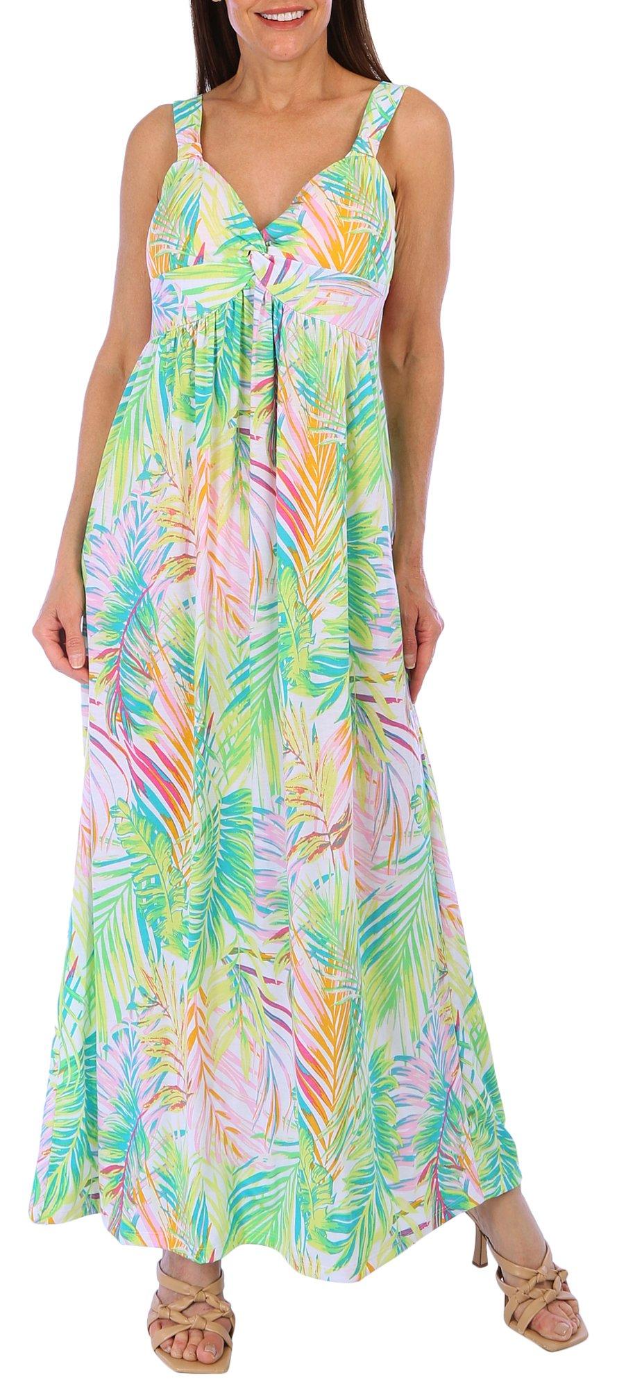 Womens Tropical Twist Front Sleevless Dress