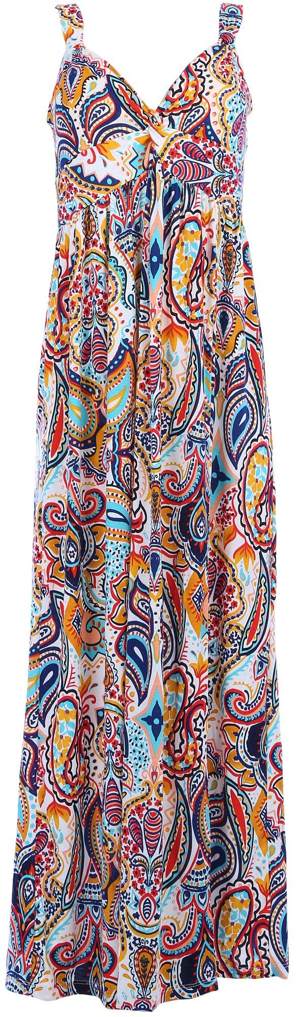 Womens Print Twist Front Sleevless Dress