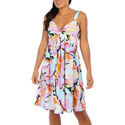 Women's Jungle Retro Print Twist Front Sleevless Dress