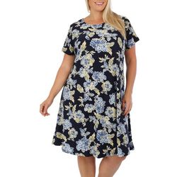Plus 40 in. Floral Yummy Short Sleeve Dress