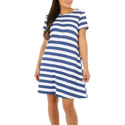 Harlow and Rose Womens Striped Short Sleeve Casual Dress