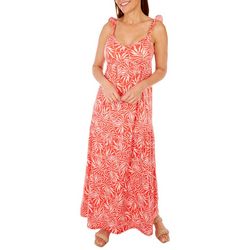 Jamie & Layla Womens Tropical Ruffled Sleeveless Maxi Dress