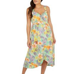 Womens Island Tropics Wrap Hi-Low Sleeveless Dress