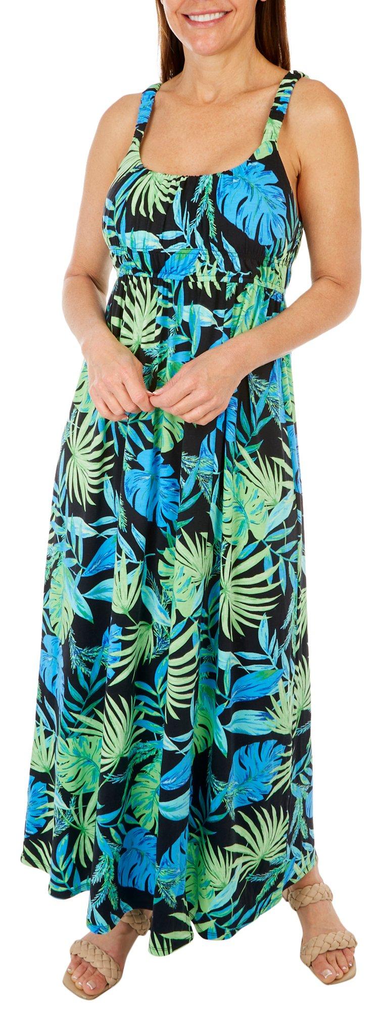Womens Tropical Sleeveless Maxi Dress