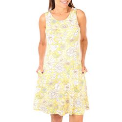 Womens Floral Collage Pocket Sleeveless Dress