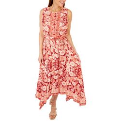 Sky & Sand Womens Tropical Print Scoop Neck Maxi Dress