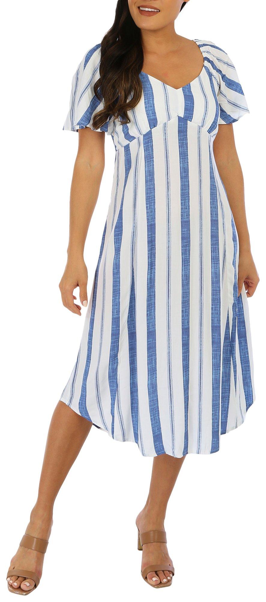Womens Striped Short Sleeve Dress