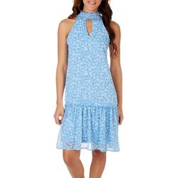 Absolutely Famous Womens Sleeveless Smocked High Neck Dress