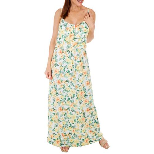 NAIF Late August Womens Popover Tropical Floral Maxi