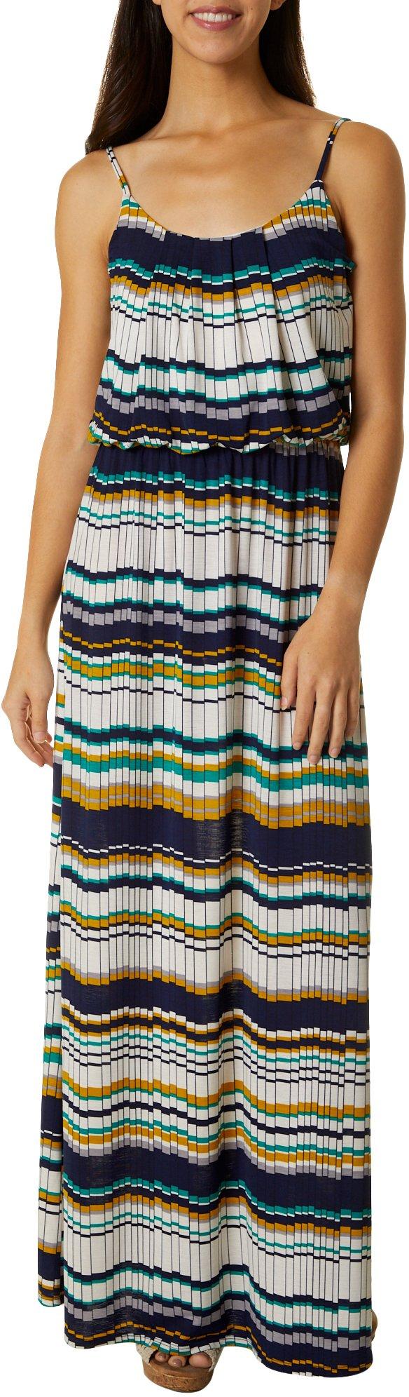 sleeveless striped maxi dress