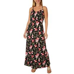 Womens Late Floral Scoop Neck Sleeveless Maxi Dress