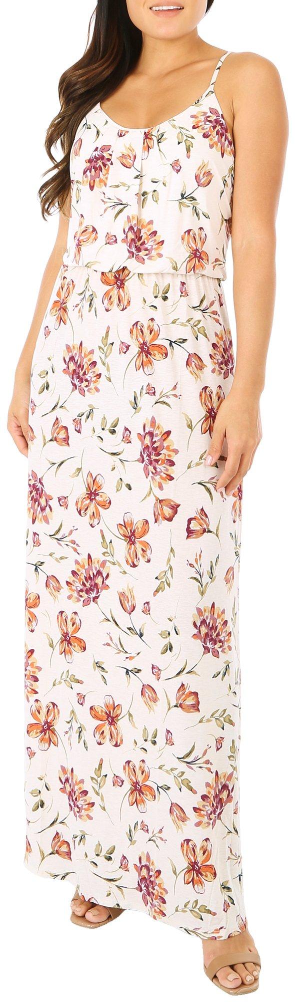 Womens Popover Floral Maxi Dress