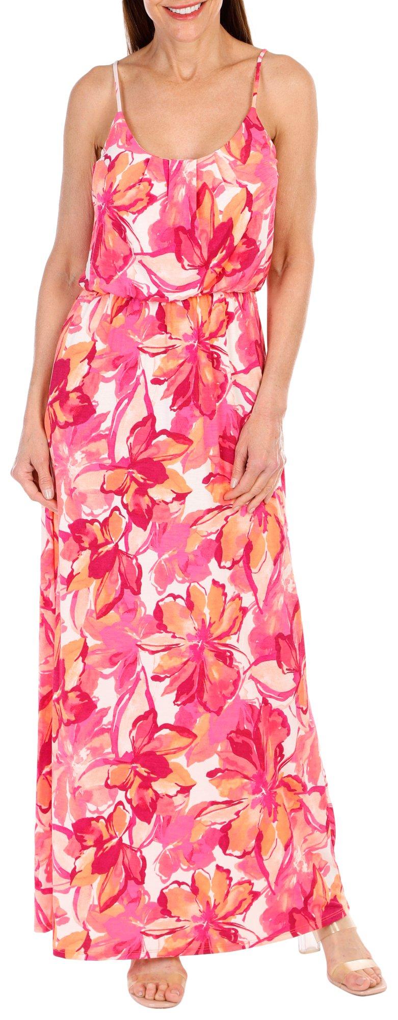 Womens Abstract Floral Maxi Dress