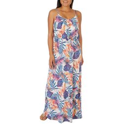 NAIF Late August Womens Tropical Leaf Sleeveless Maxi Dress