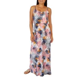 Late August Womens Leaf Print Sleeveless Maxi Dress