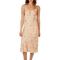 Tash & Sophie Womens Floral Front Ruched Slip Dress