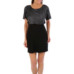 Womens Glitter Detail Short Sleeve Dress