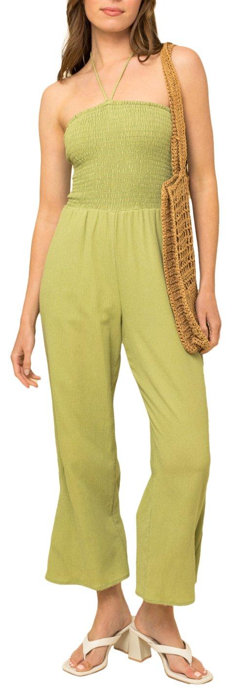 Women's Solid Tube Smocked Cropped Jumpsuit