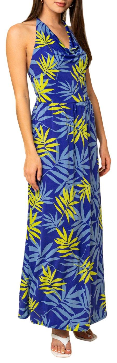 Women's Tropical Halter Sleeveless Maxi Dress