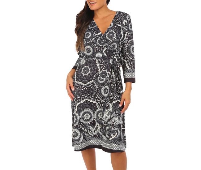 Sunny Leigh Long Sleeve Print Wrap Dress | Bealls Florida